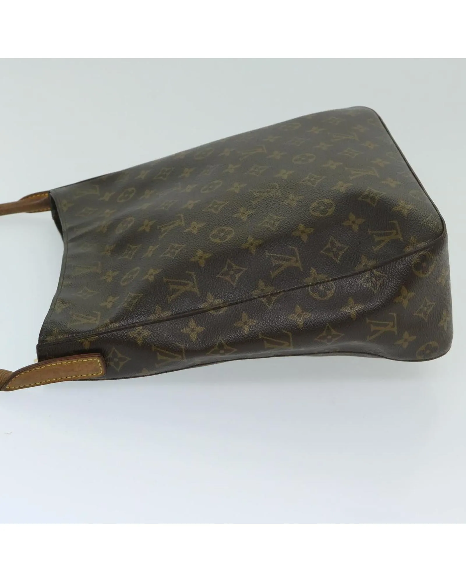 Monogram Canvas Shoulder Bag with Shoulder Drop and Multiple Compartments