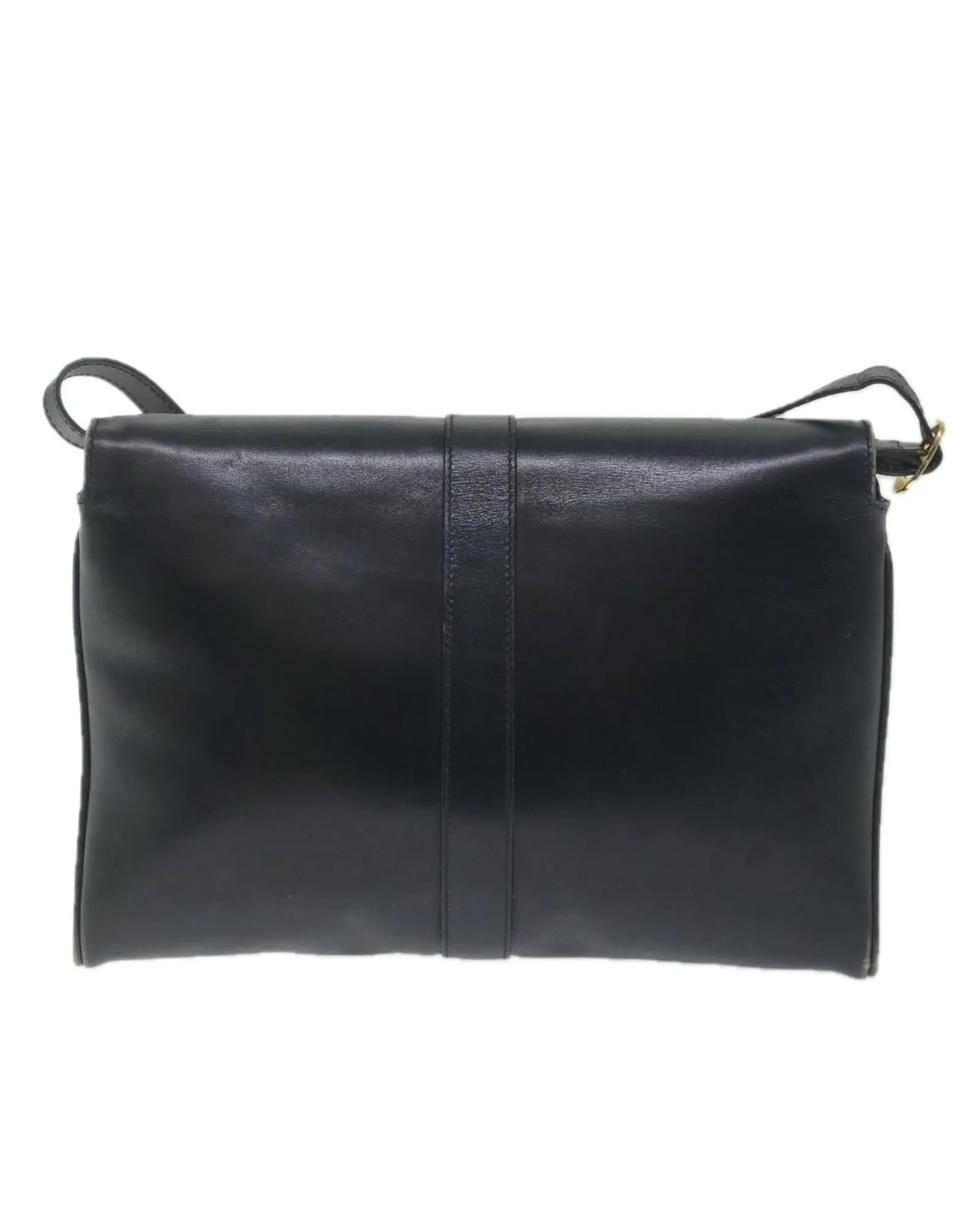 Navy Leather Shoulder Bag with Chain Strap