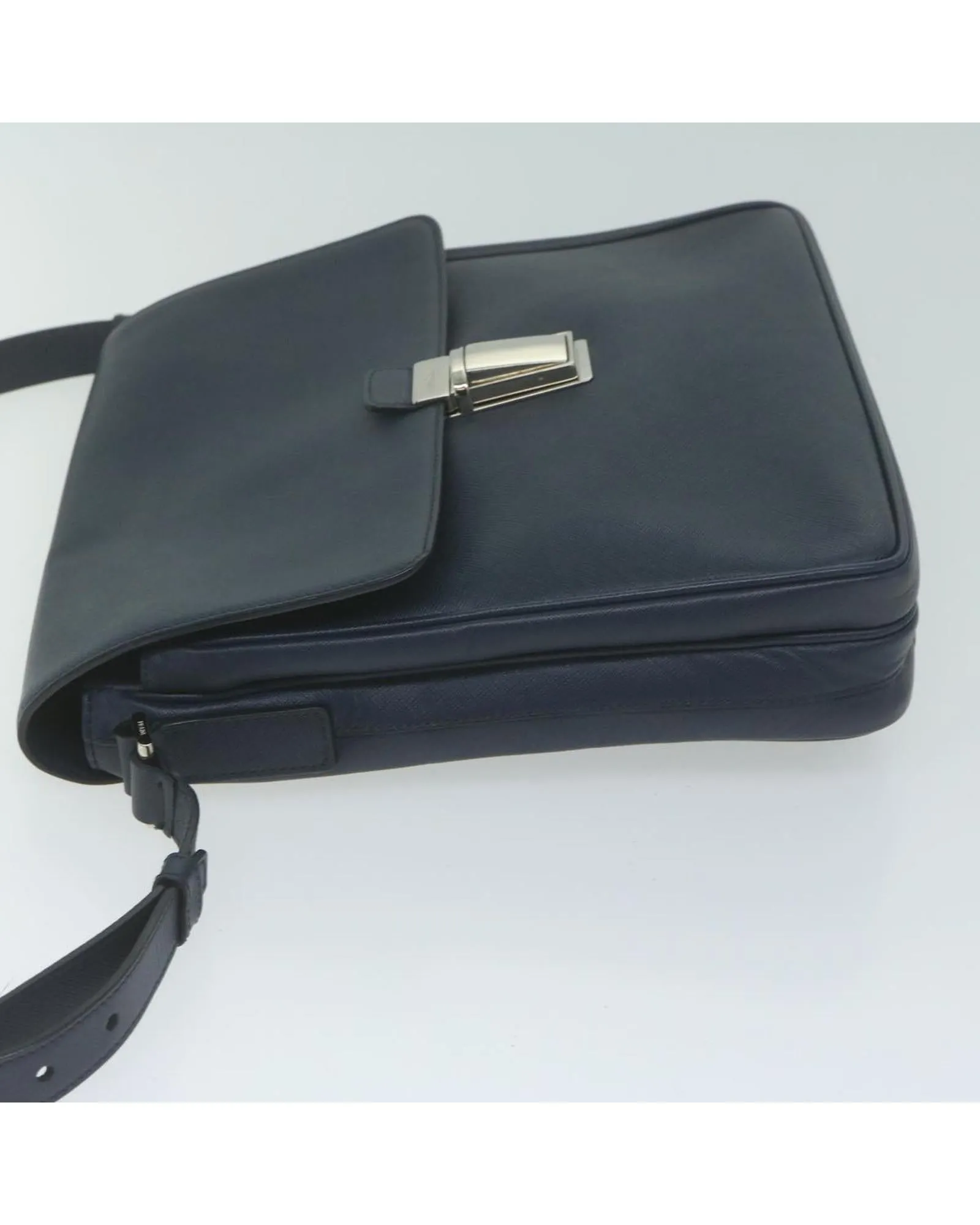 Navy Saffiano Leather Shoulder Bag with 60-65cm Shoulder Drop