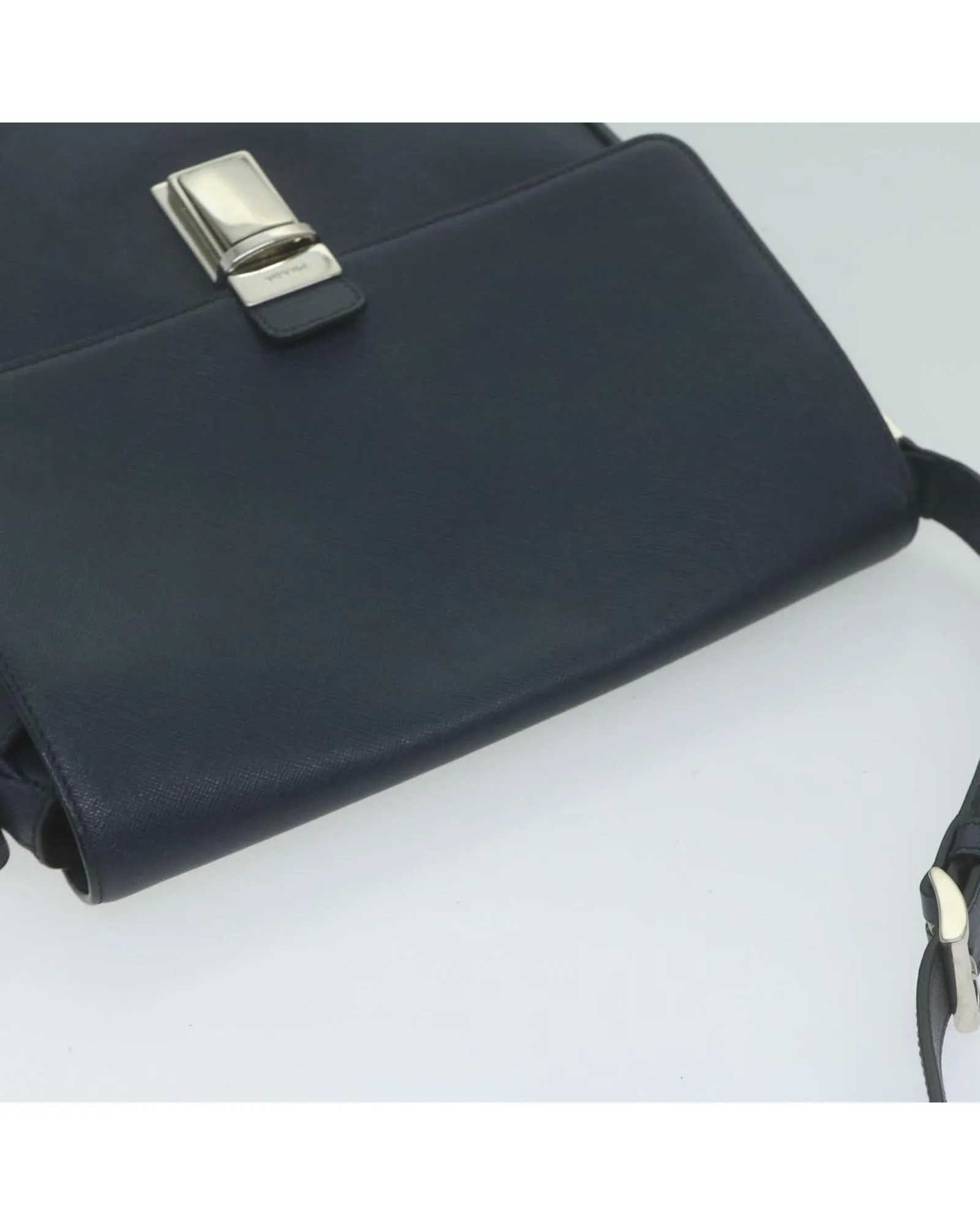 Navy Saffiano Leather Shoulder Bag with 60-65cm Shoulder Drop