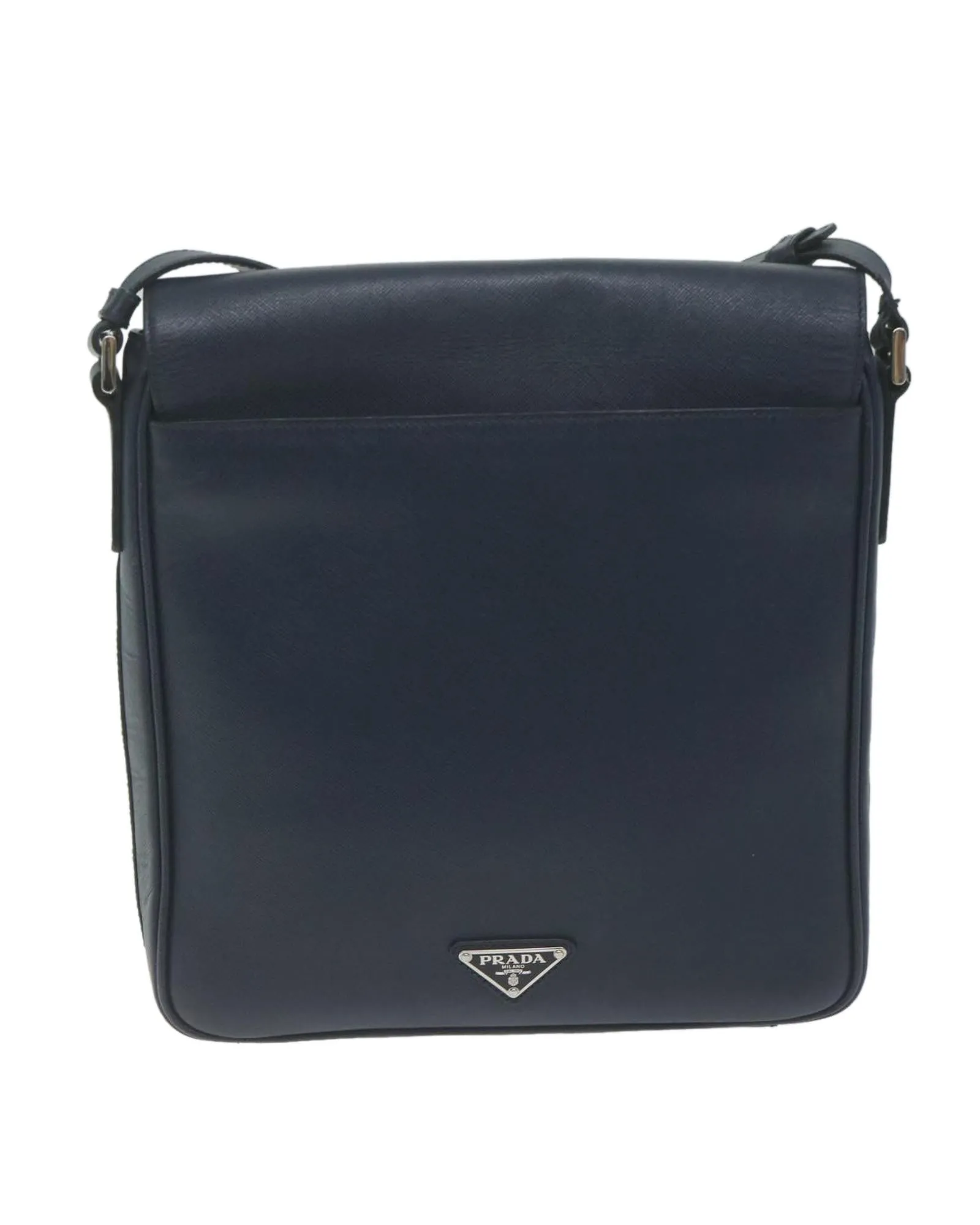 Navy Saffiano Leather Shoulder Bag with 60-65cm Shoulder Drop