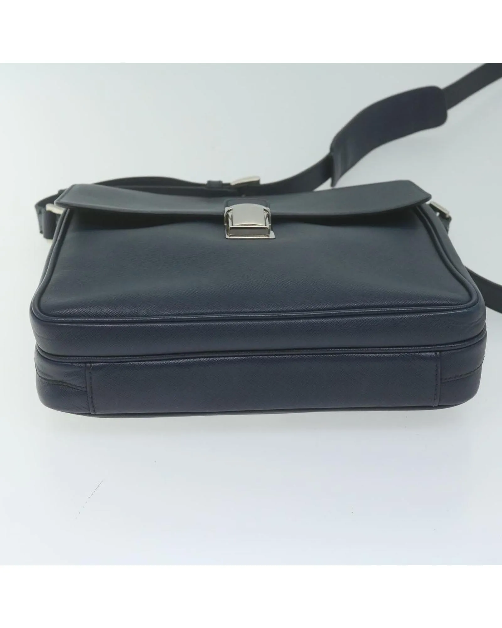 Navy Saffiano Leather Shoulder Bag with 60-65cm Shoulder Drop