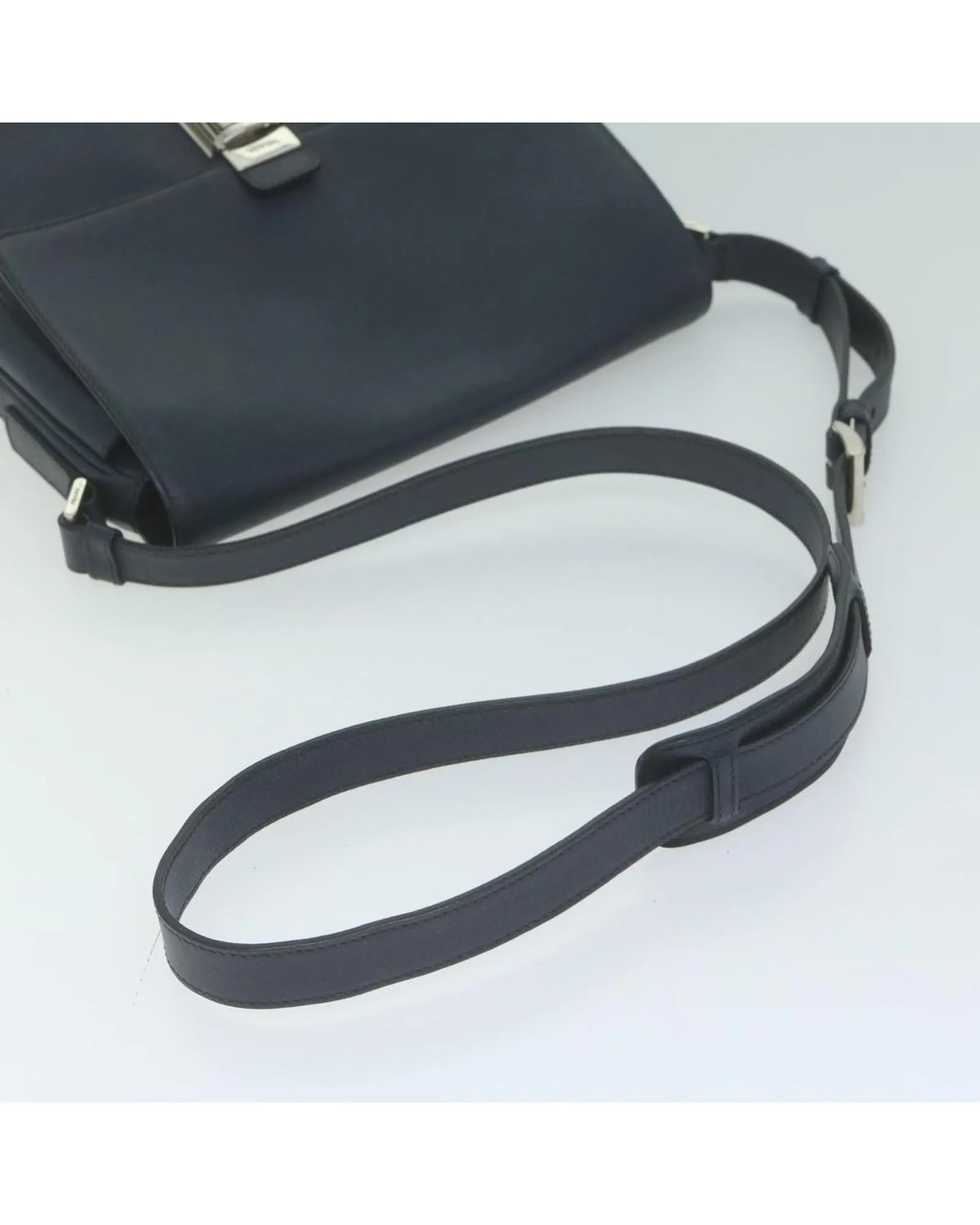 Navy Saffiano Leather Shoulder Bag with 60-65cm Shoulder Drop