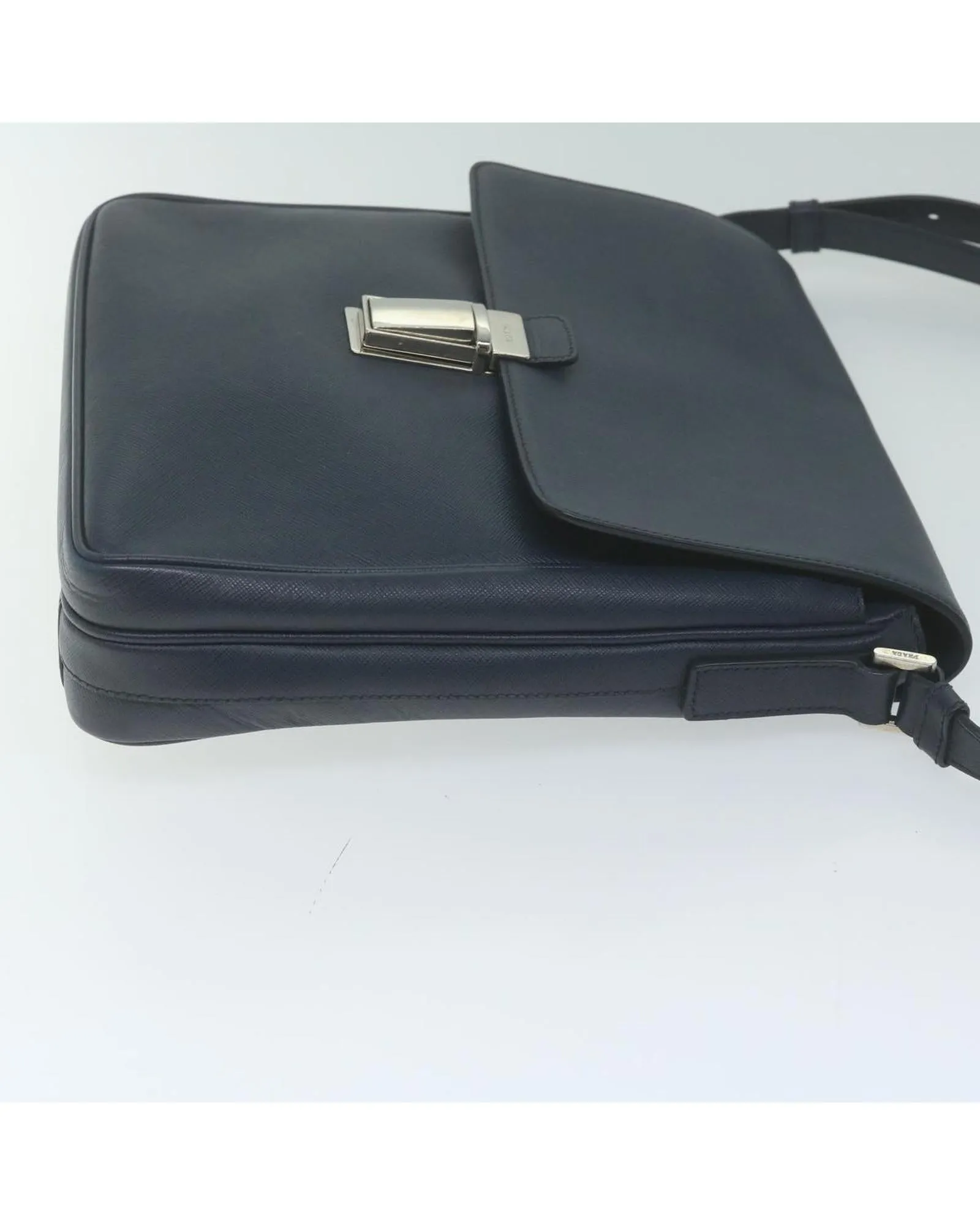 Navy Saffiano Leather Shoulder Bag with 60-65cm Shoulder Drop