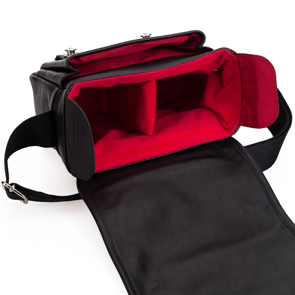 Oberwerth Boulevard Compact - Leather Camera Bag, Black with Red Lining