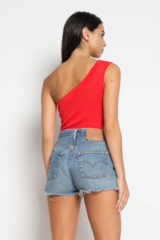 ONE SHOULDER CUTOUT BODYSUIT