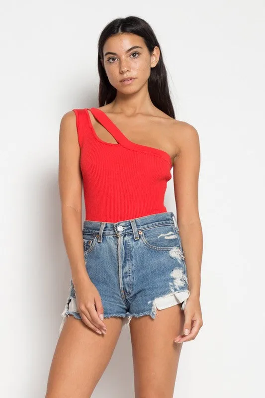 ONE SHOULDER CUTOUT BODYSUIT