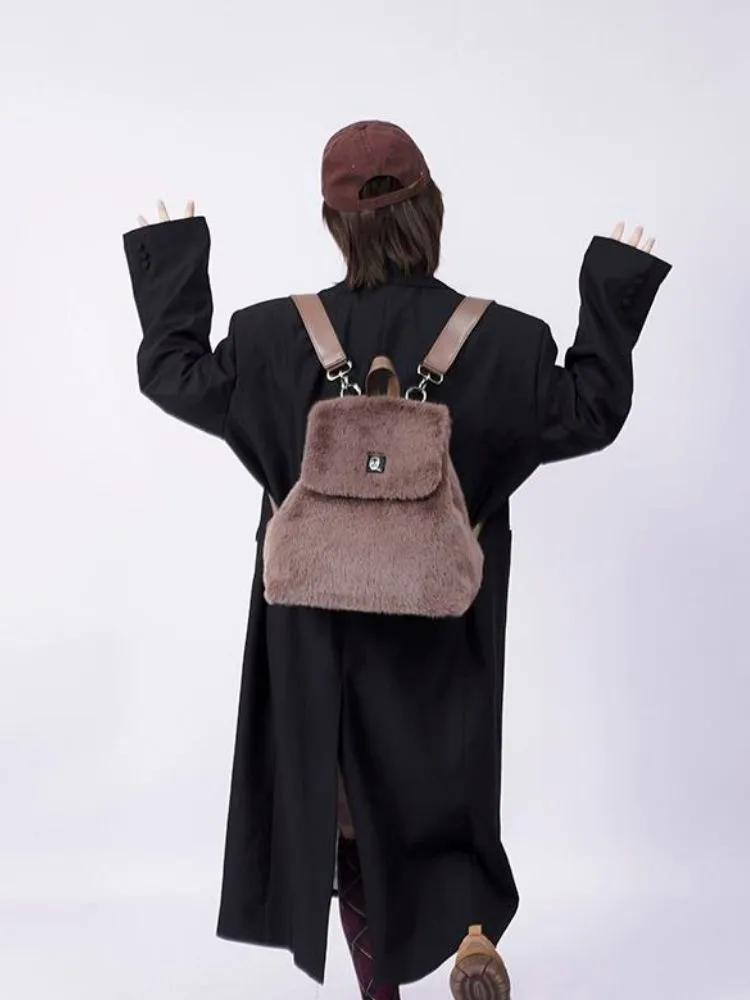 One-shoulder furry backpack【s0000003663】