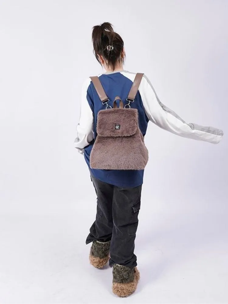 One-shoulder furry backpack【s0000003663】