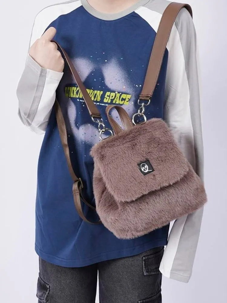 One-shoulder furry backpack【s0000003663】