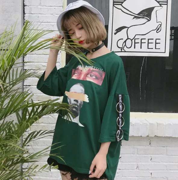 Oversized Printed Face Tee