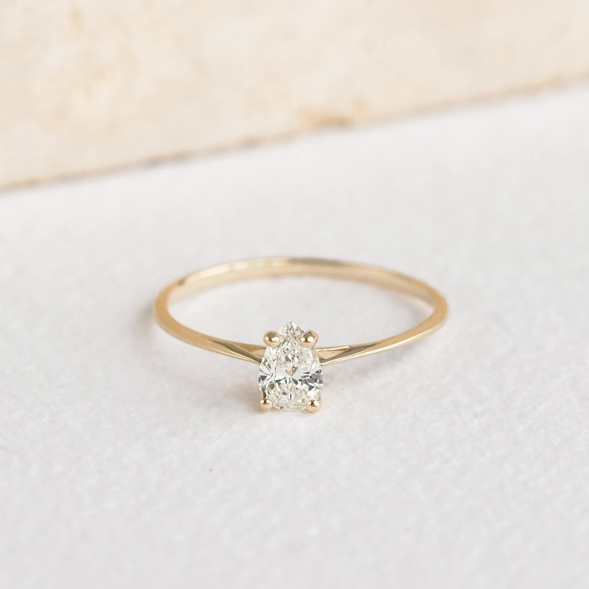 Pear Shaped Diamond Ring 14k Gold - Martine