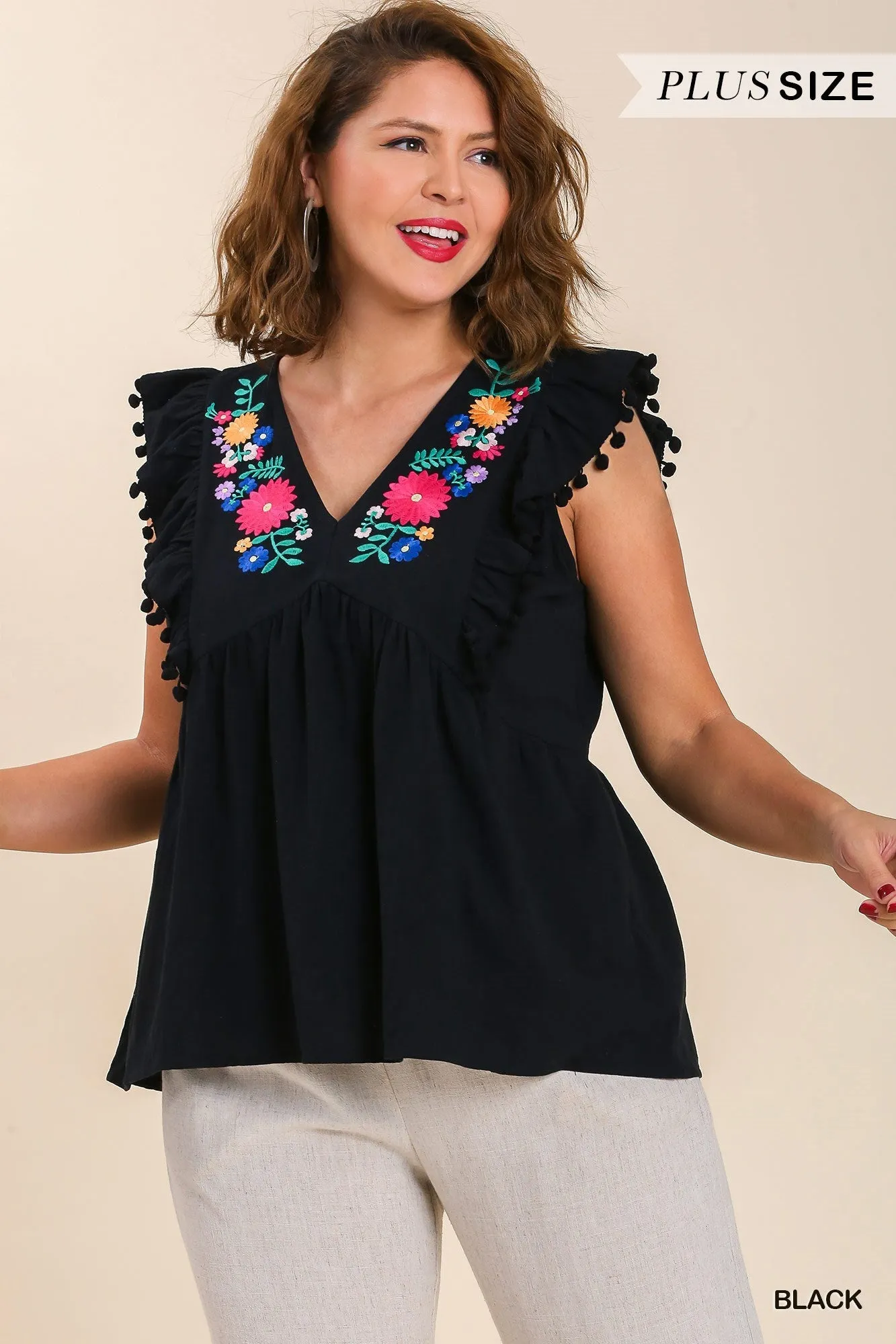 Plus Embroidery Flirt Tank