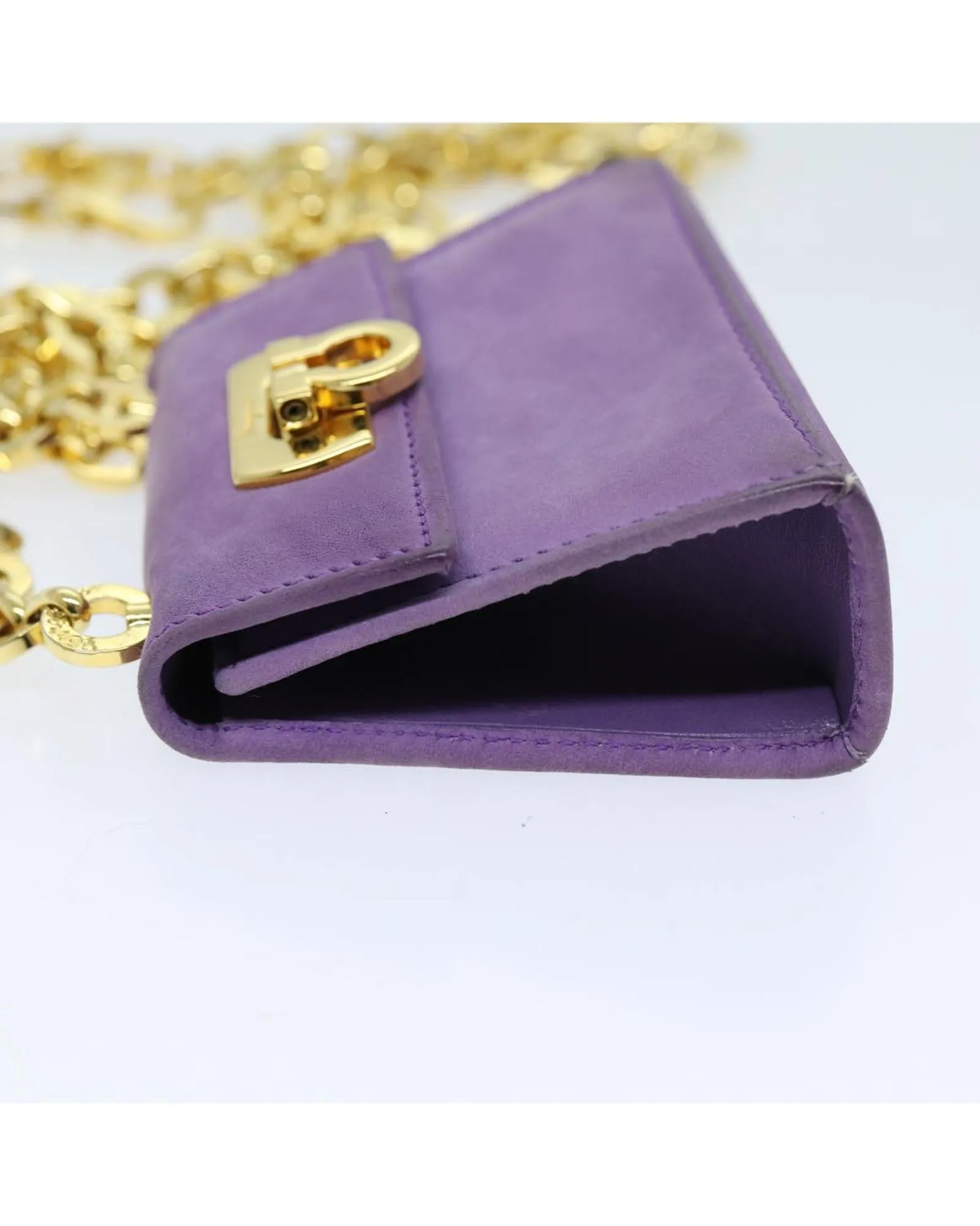 Purple Suede Gancini Chain Shoulder Bag - Italian Made