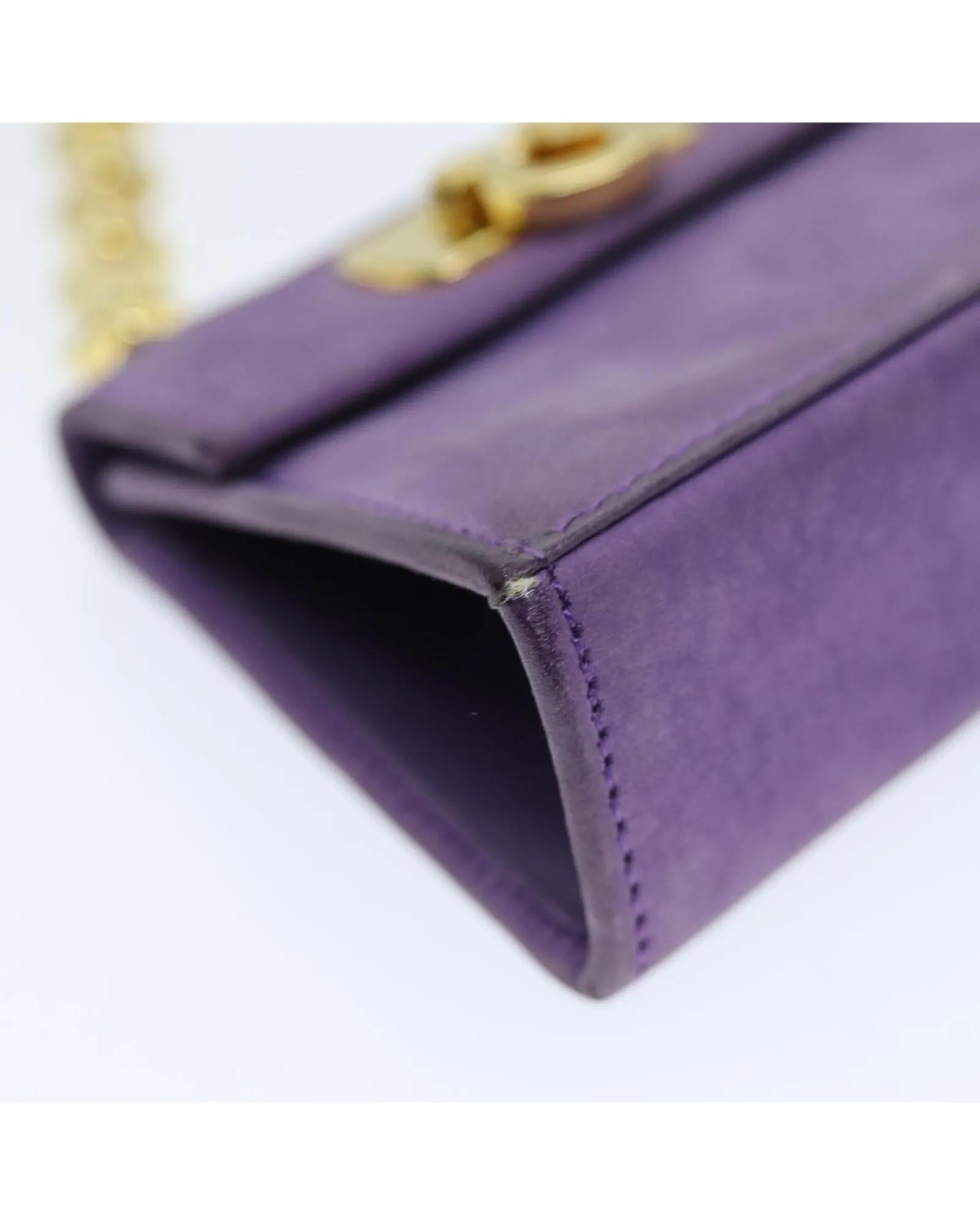 Purple Suede Gancini Chain Shoulder Bag - Italian Made