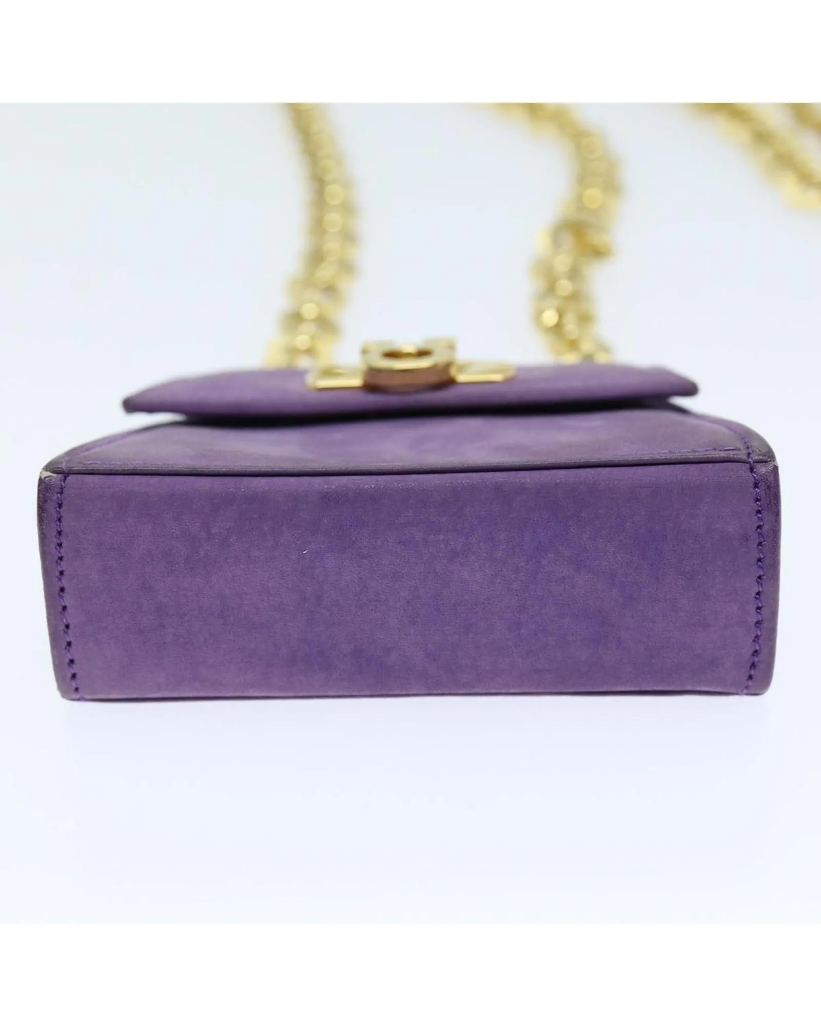 Purple Suede Gancini Chain Shoulder Bag - Italian Made