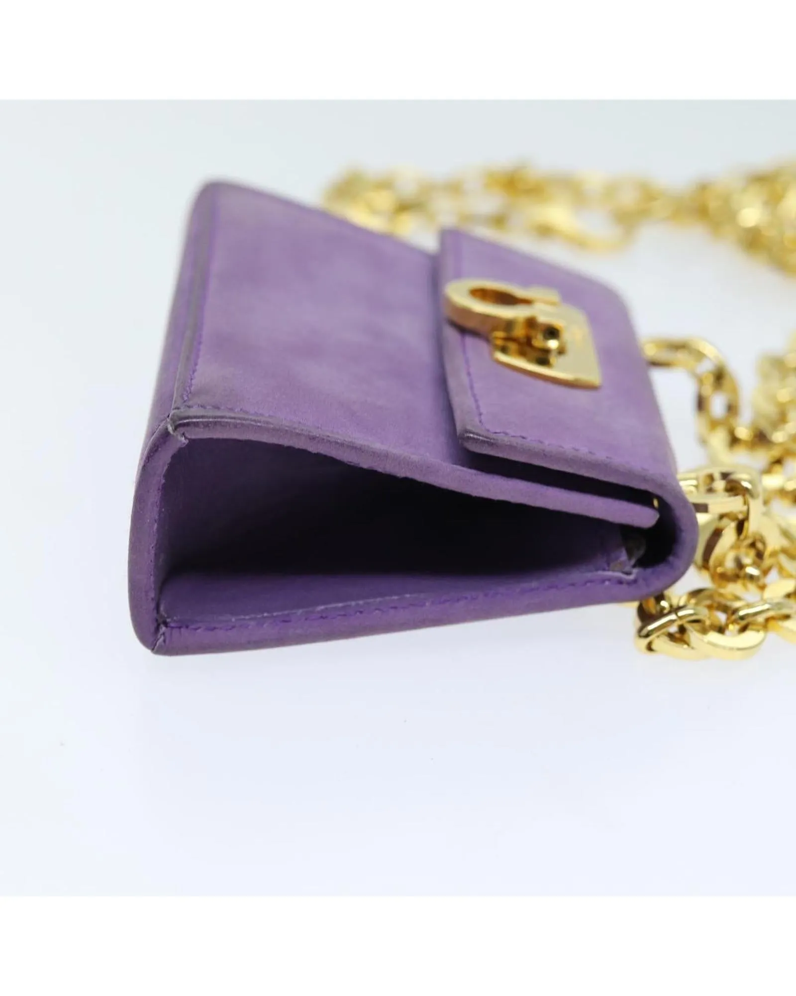 Purple Suede Gancini Chain Shoulder Bag - Italian Made