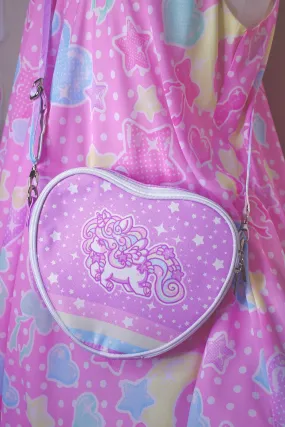 Rainbow stardust unicorn purple heart shaped shoulder bag [made to order]