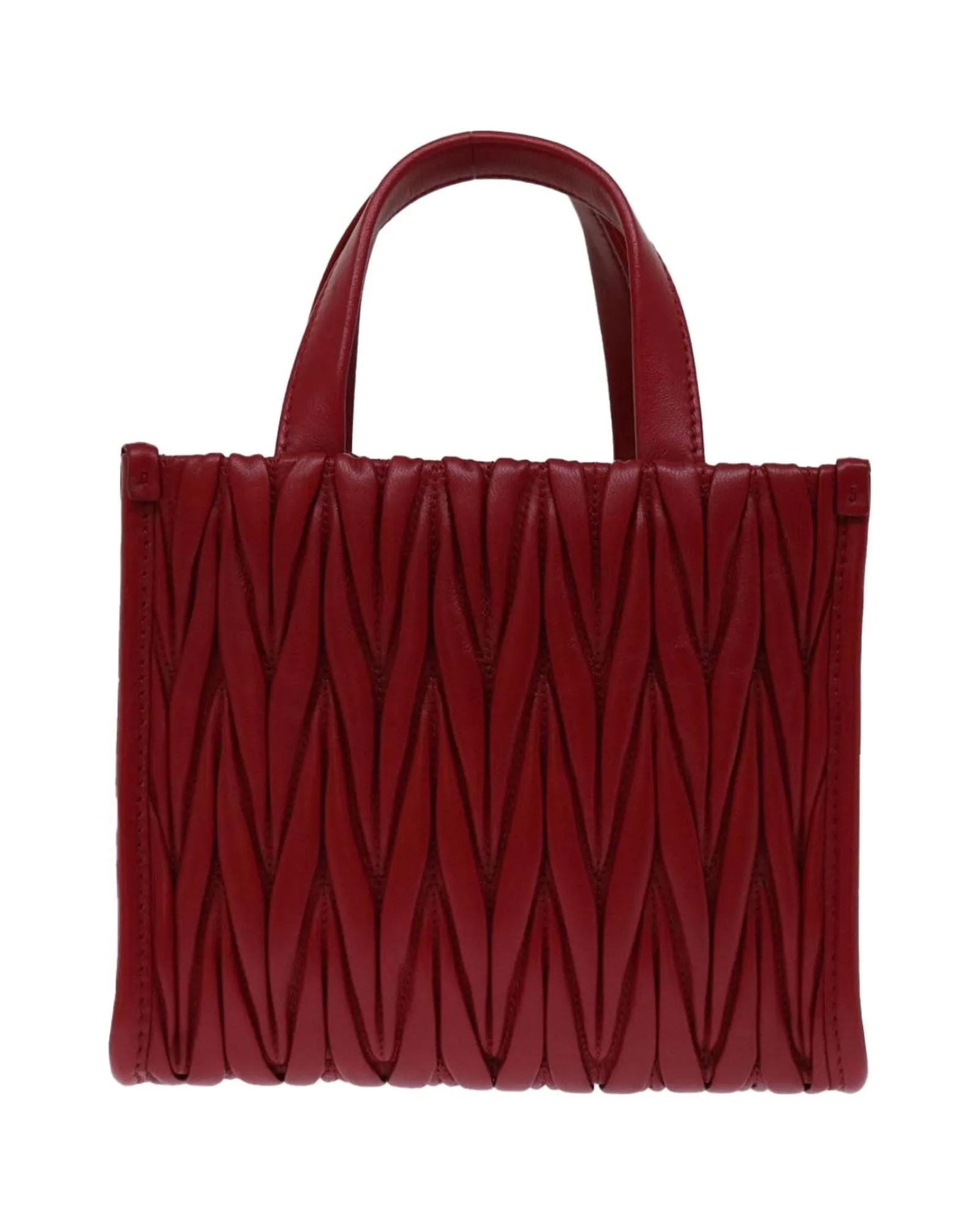 Red Leather Materasse Hand Bag with Shoulder Strap