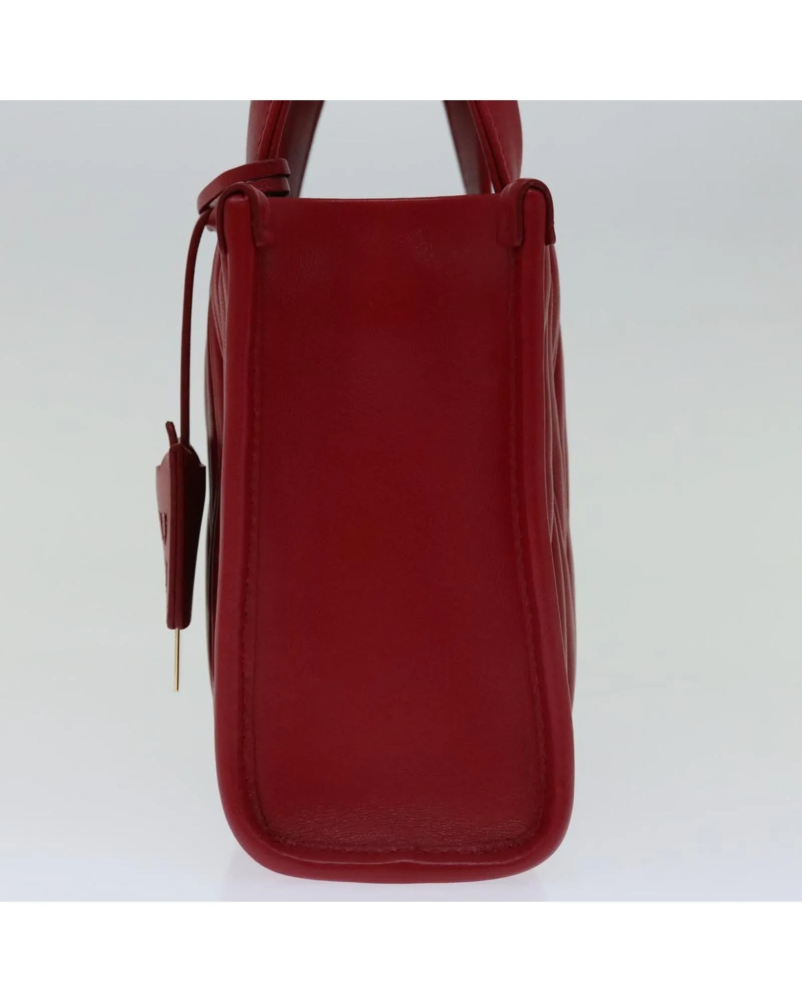 Red Leather Materasse Hand Bag with Shoulder Strap