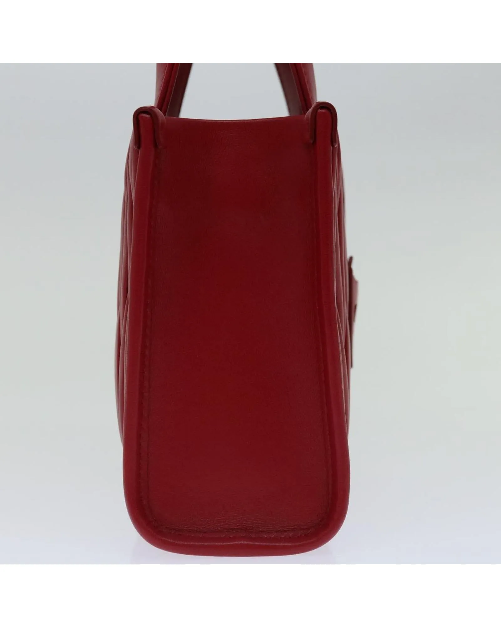 Red Leather Materasse Hand Bag with Shoulder Strap