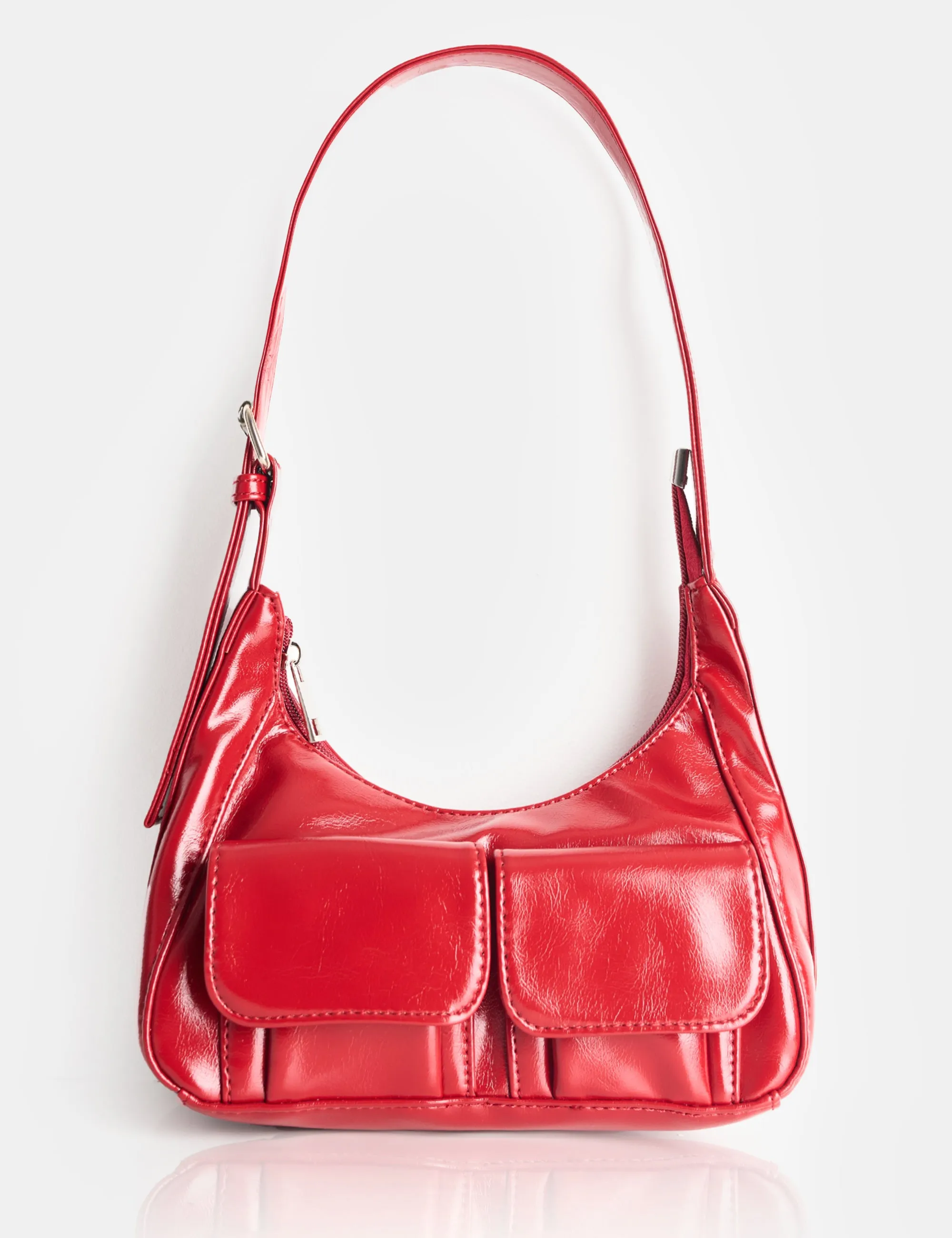 Ronda Red Pocket Detail Shoulder Bag