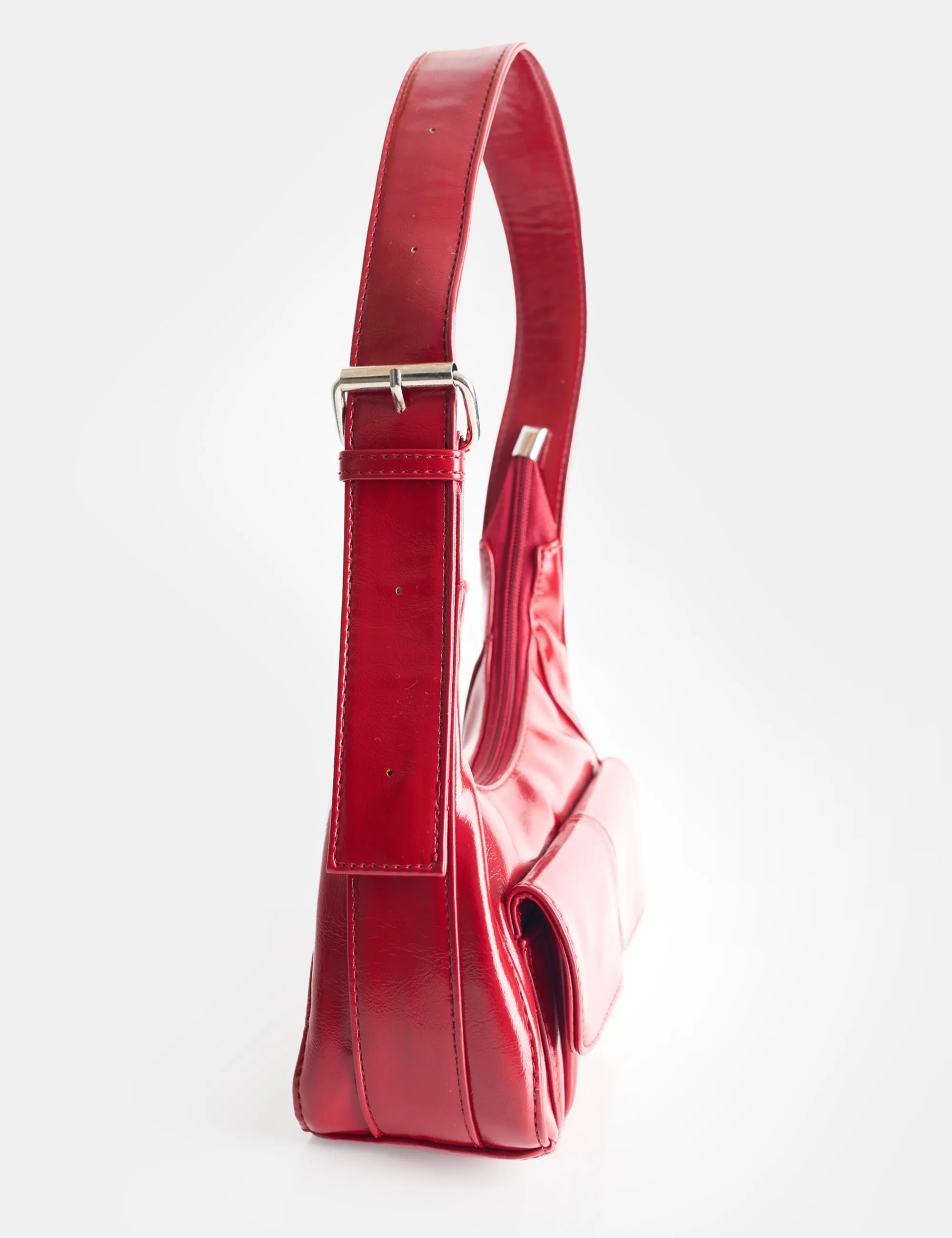 Ronda Red Pocket Detail Shoulder Bag