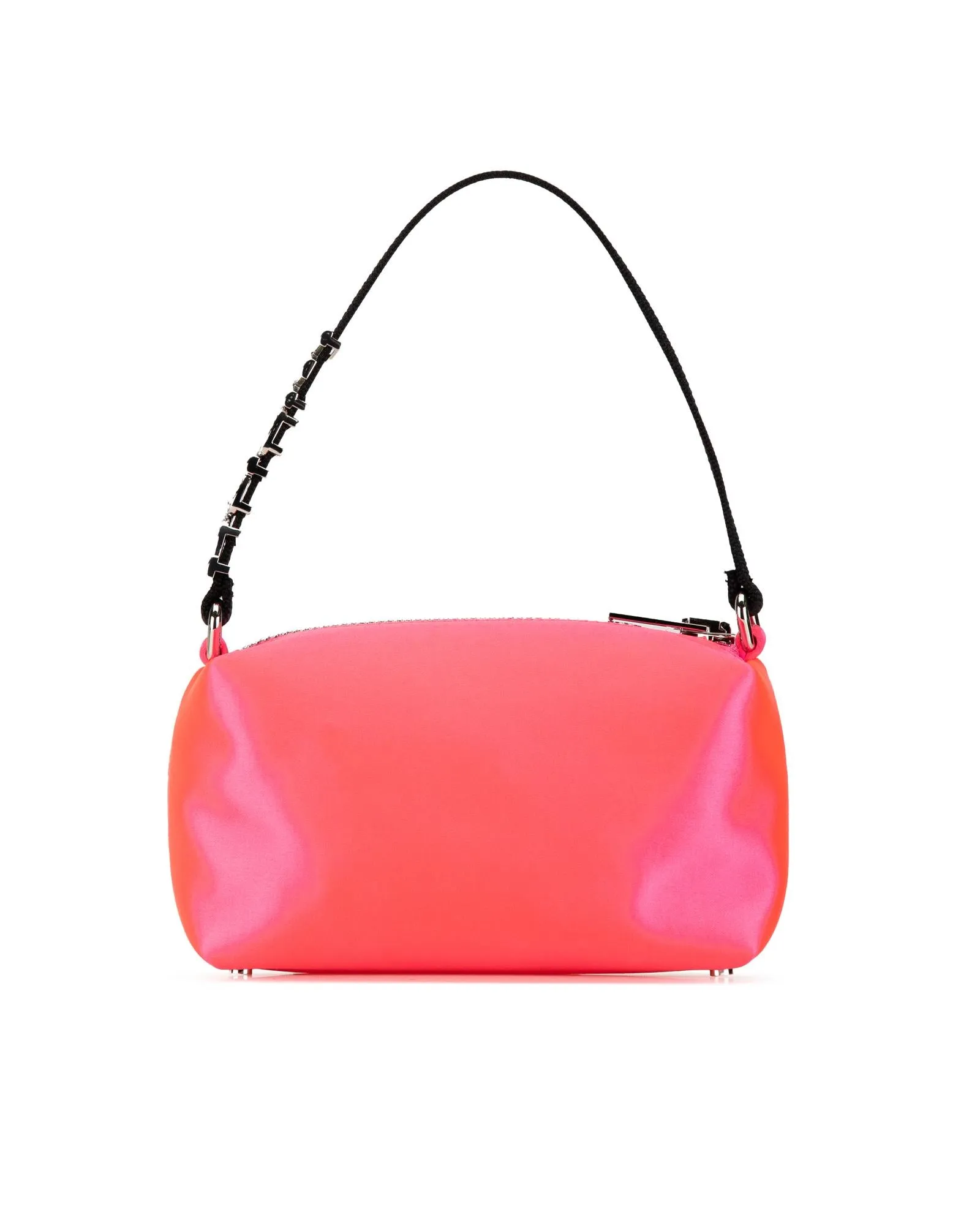 Satin Shoulder Bag with Top Zip Closure