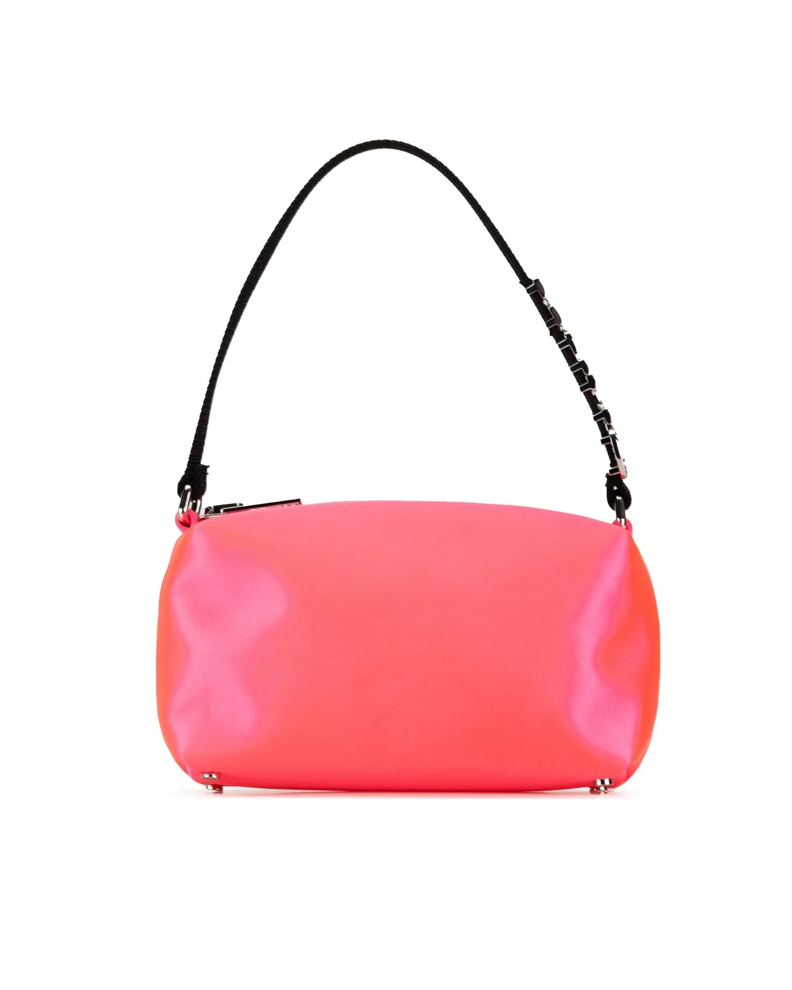 Satin Shoulder Bag with Top Zip Closure