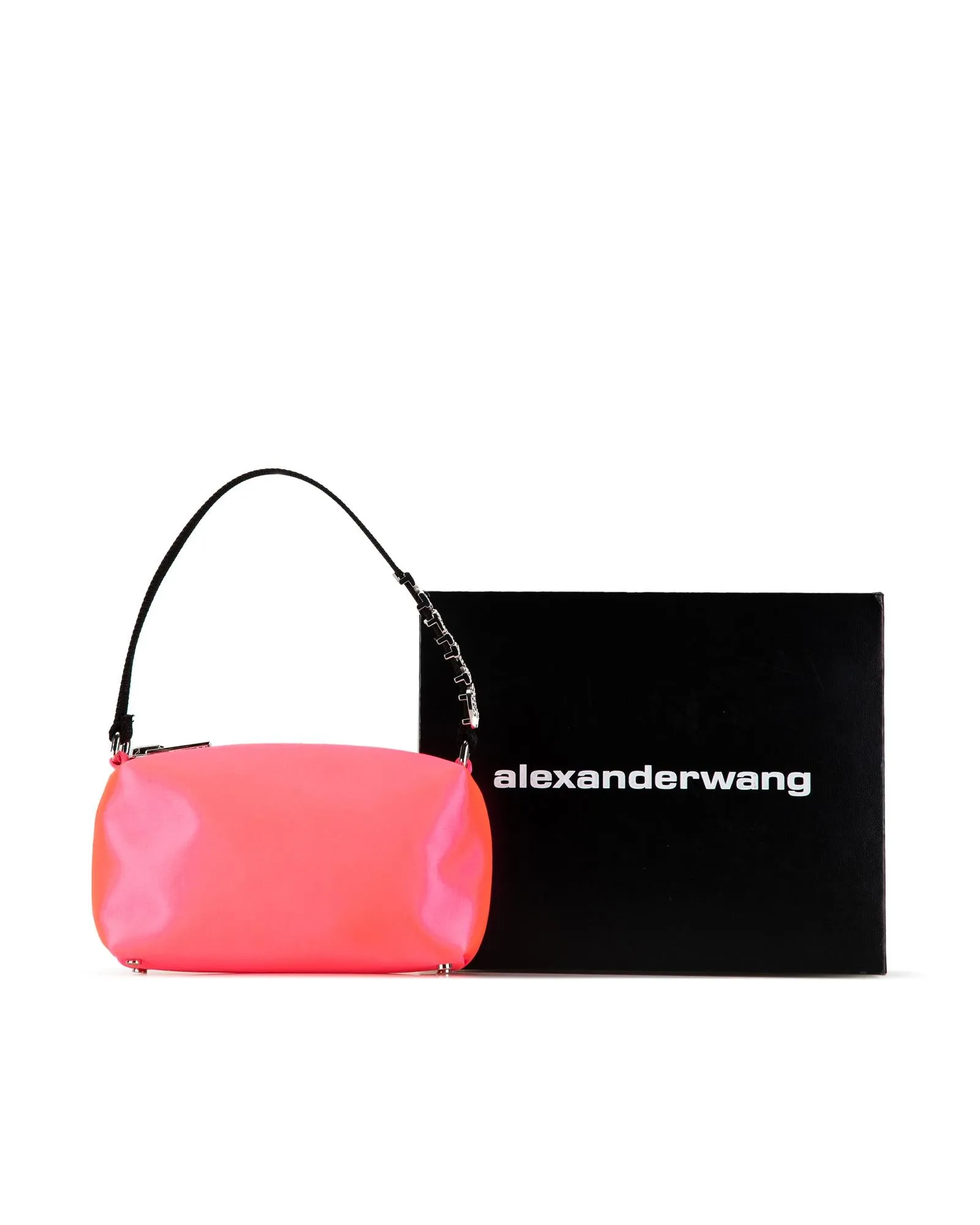 Satin Shoulder Bag with Top Zip Closure