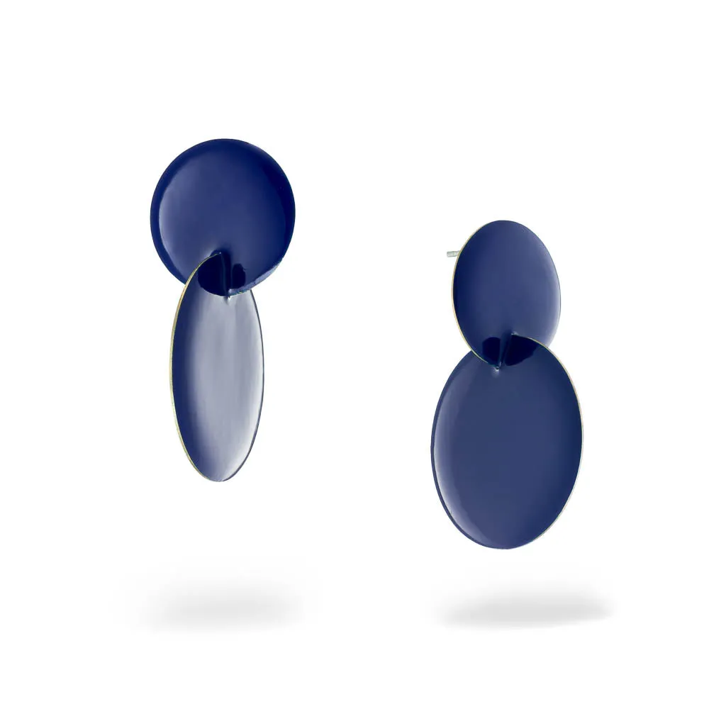 Semicircle - earrings with enamel - blue