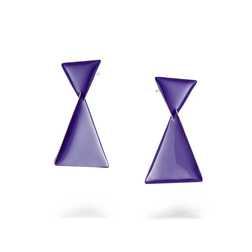 Semitriangle - earrings with enamel - purple