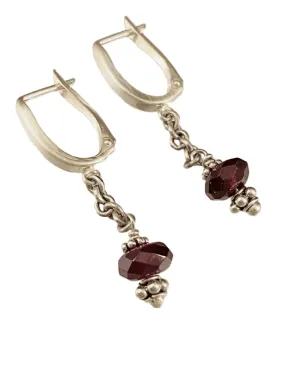 Sterling & Garnet Chain Drop Earrings