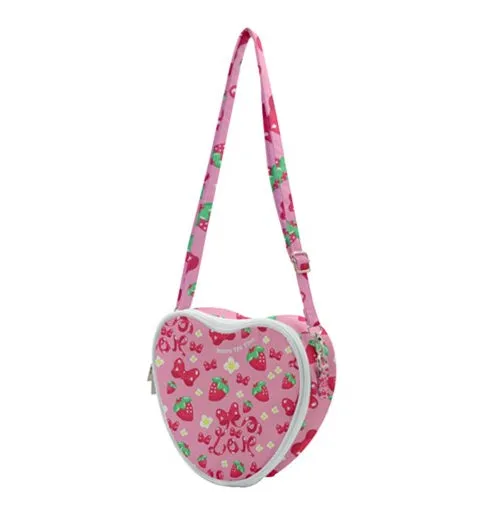 Strawberry Ribbon heart shaped shoulder bag [made to order]