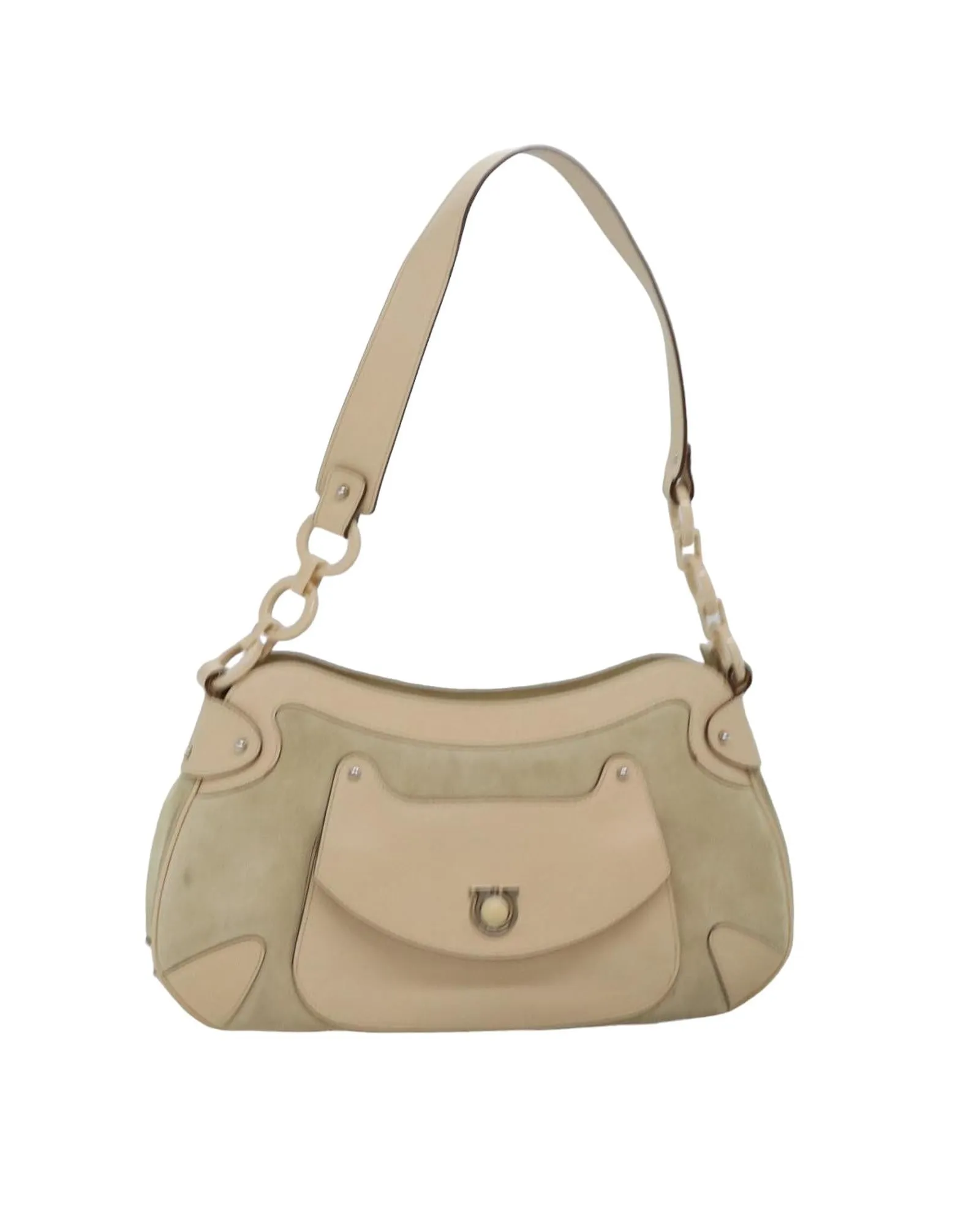 Suede Leather Gancini Shoulder Bag