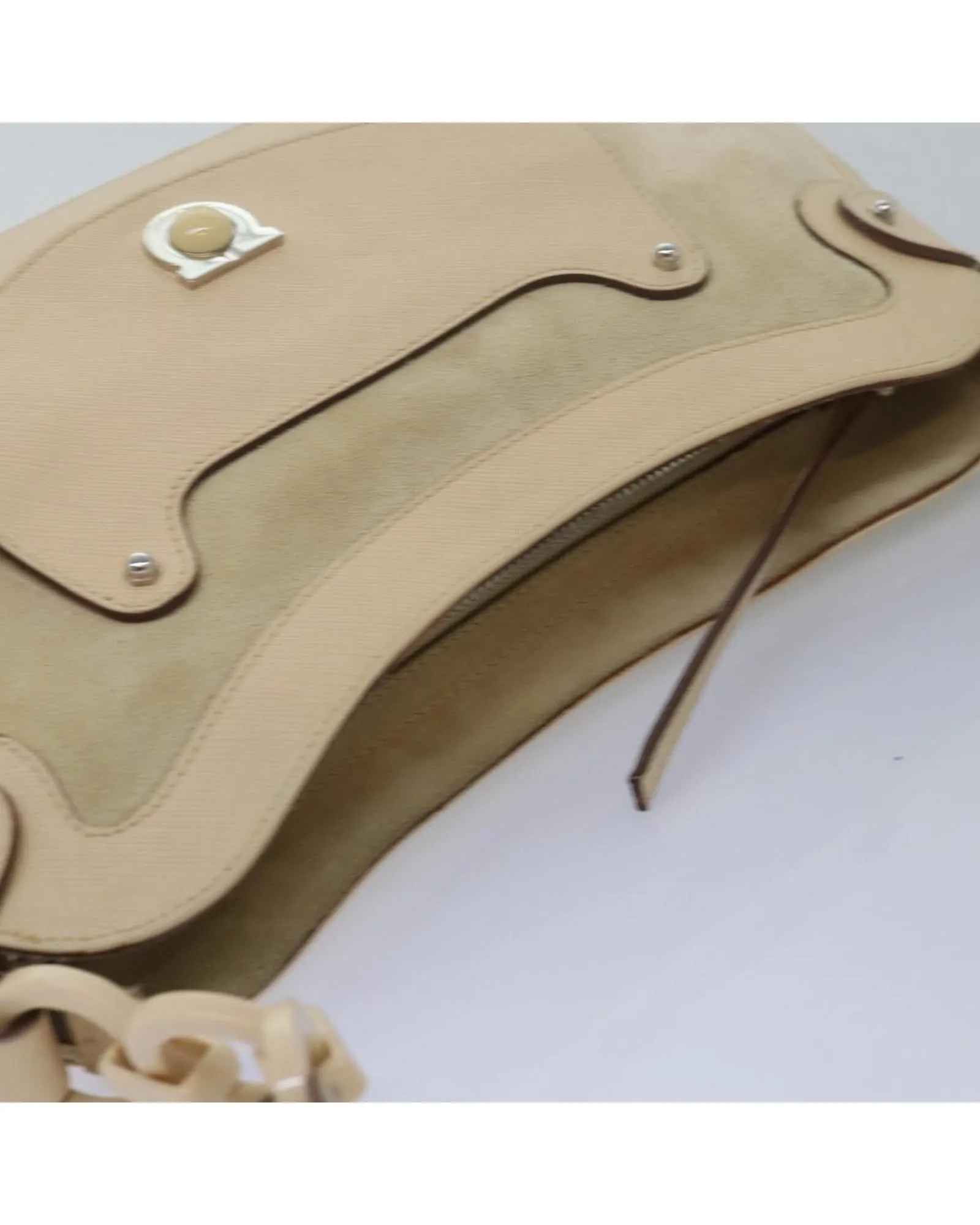 Suede Leather Gancini Shoulder Bag