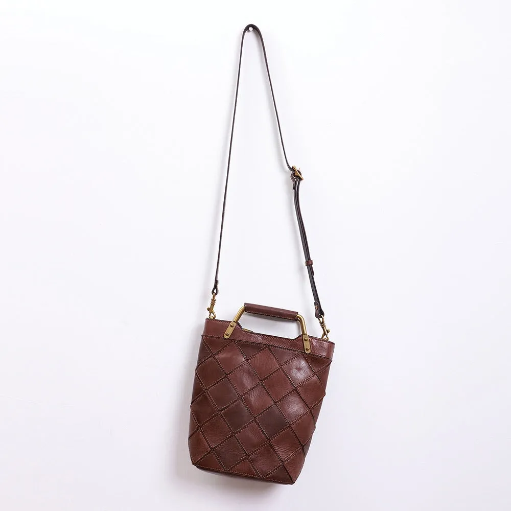 Vintage Cowhide Patchwork Crossbody Bag Ladies Shoulder Bag