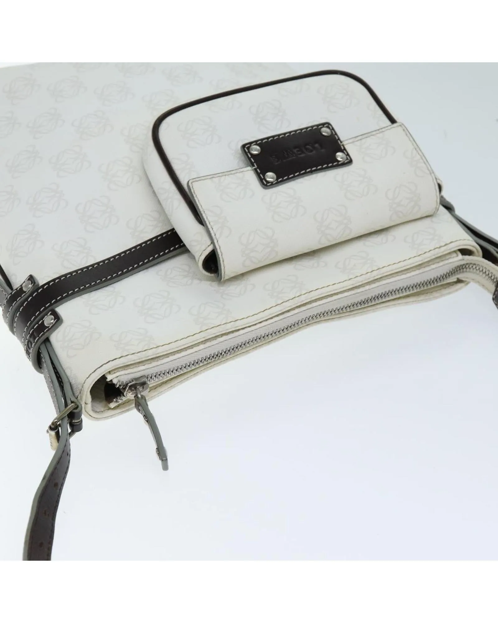 White PVC Anagram Shoulder Bag with Pouch - Pre-owned